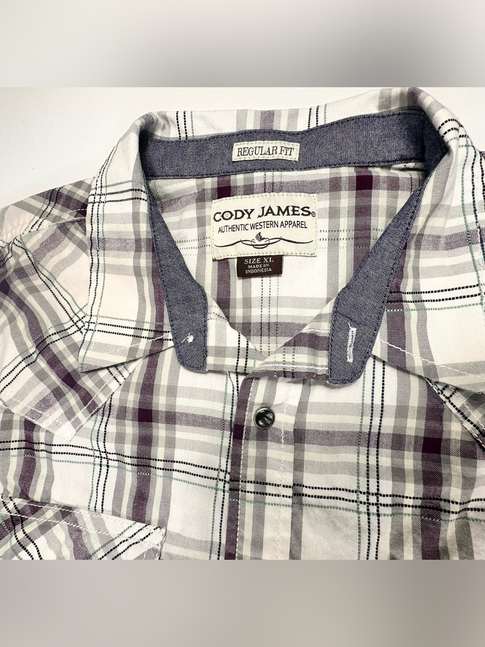 Cody James Western Pearl Snap Shirt Men's XL Plaid Regular Fit Cotton Cowboy